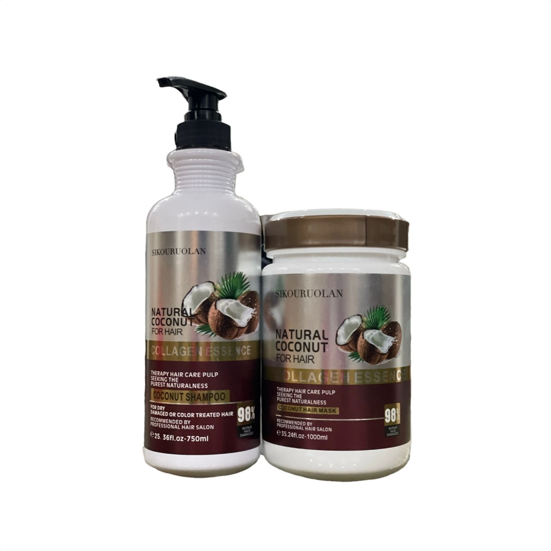 SIKOURUOLAN Coconut Hair Shampoo 750ml and Mask 1000ml set